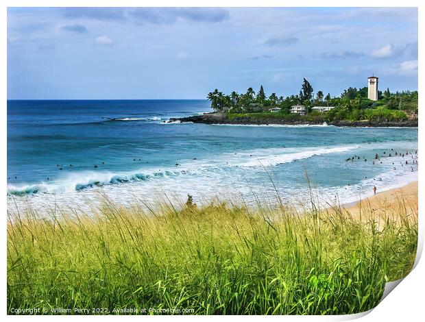 Waimea Bay North Shore Oahu Hawaii Print by William Perry