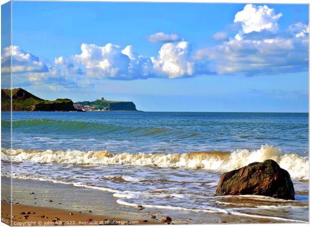 Cayton Bay view from beach, Yorkshire. Canvas Print by john hill