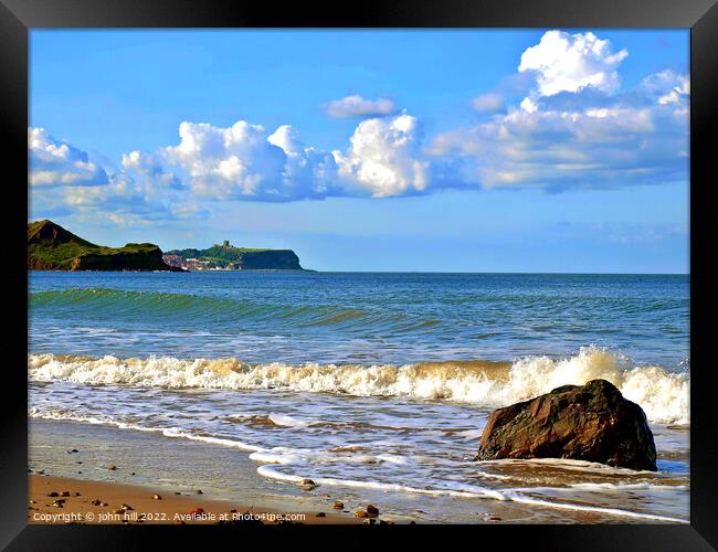 Cayton Bay view from beach, Yorkshire. Framed Print by john hill