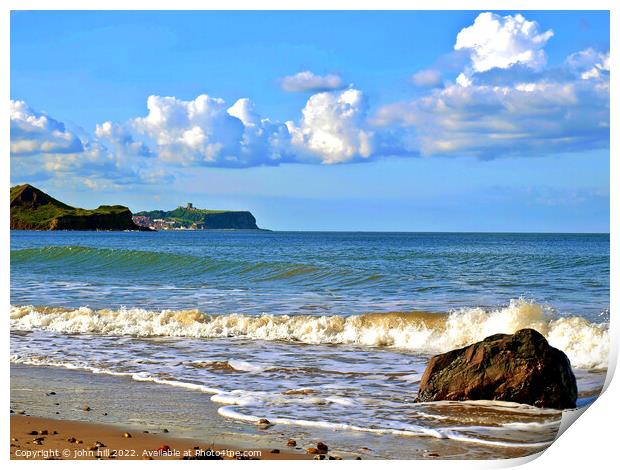 Cayton Bay view from beach, Yorkshire. Print by john hill