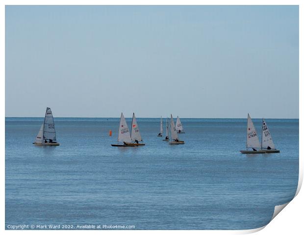 Yachts on the water. Print by Mark Ward