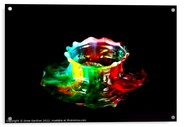 Multi coloured droplets Acrylic by Drew Gardner