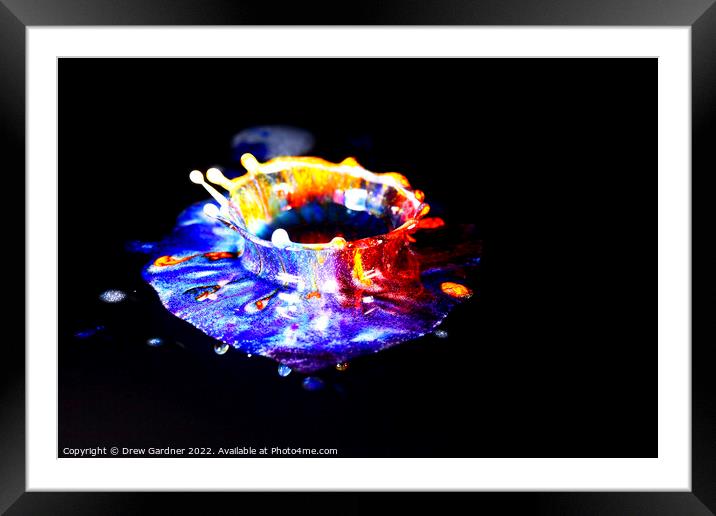 Multi coloured droplets Framed Mounted Print by Drew Gardner