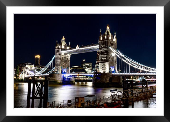 Tower Bridge at night Framed Mounted Print by Clive Wells