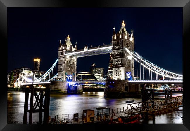 Tower Bridge at night Framed Print by Clive Wells
