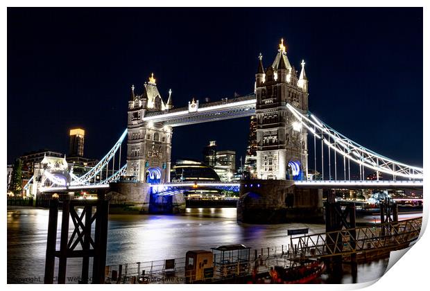 Tower Bridge at night Print by Clive Wells