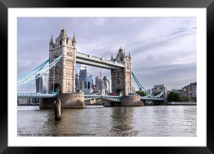 Tower Bridge seen at high tide Framed Mounted Print by Clive Wells