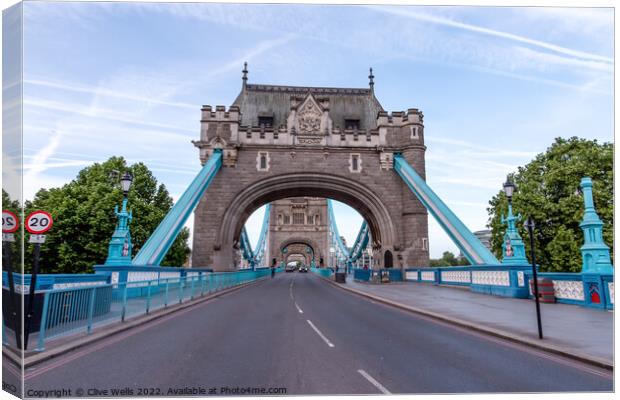 Looking through Tower Bridge Canvas Print by Clive Wells