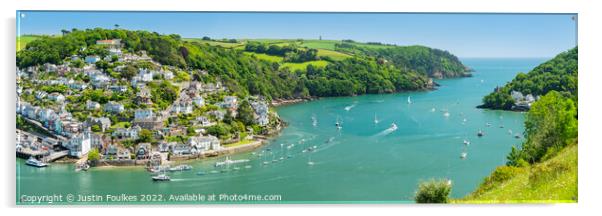 Panoramic view of Kingswear from Dartmouth Acrylic by Justin Foulkes