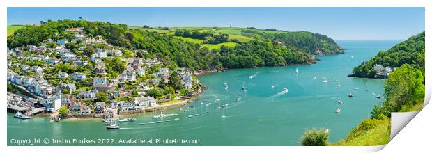 Panoramic view of Kingswear from Dartmouth Print by Justin Foulkes