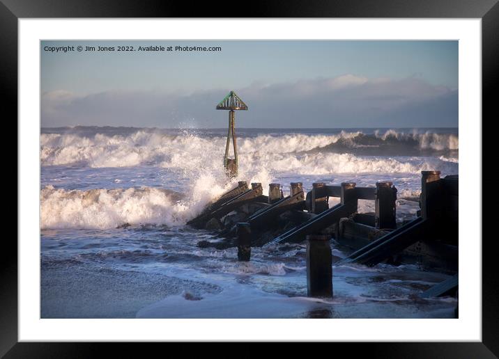 Winter Sunshine and a Stormy Sea Framed Mounted Print by Jim Jones