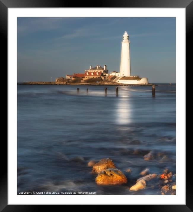 St Mary's Lighthouse Northumberland long exposure Framed Mounted Print by Craig Yates