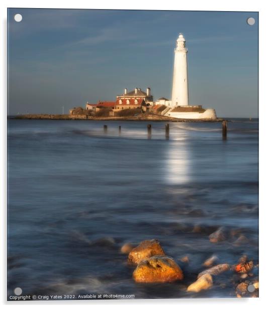 St Mary's Lighthouse Northumberland long exposure Acrylic by Craig Yates