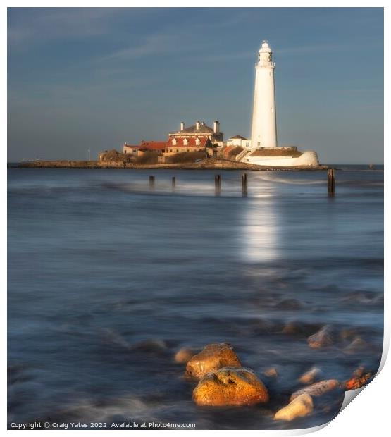 St Mary's Lighthouse Northumberland long exposure Print by Craig Yates