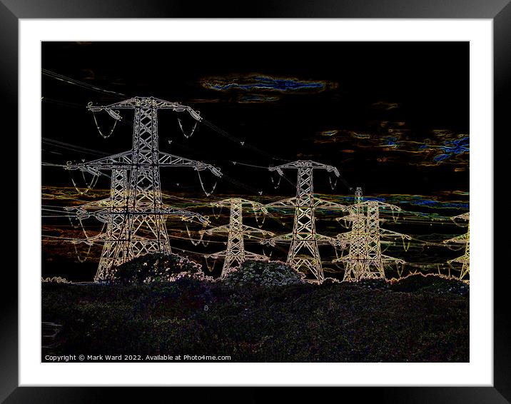 Prolific Pylons. Framed Mounted Print by Mark Ward