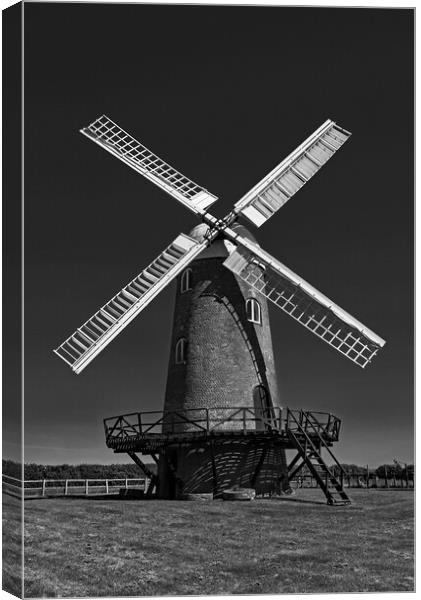  Wilton Windmill in Mono Canvas Print by Joyce Storey