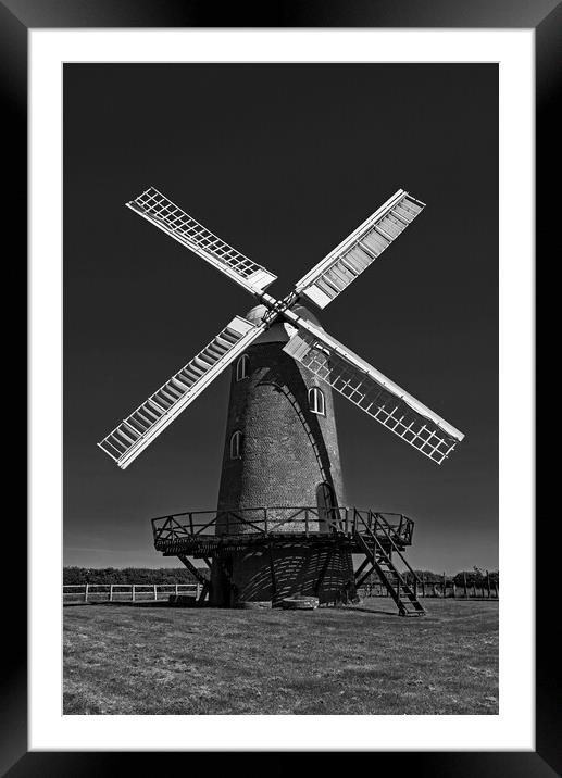  Wilton Windmill in Mono Framed Mounted Print by Joyce Storey
