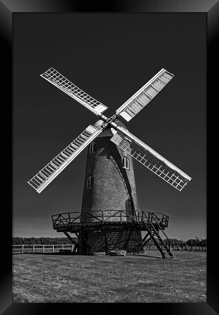  Wilton Windmill in Mono Framed Print by Joyce Storey