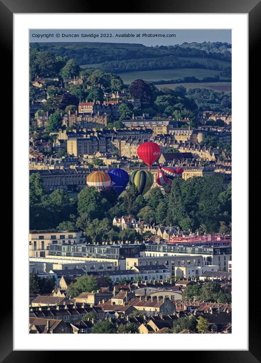 Rare hot air balloons launching from the Royal Crescent Bath Framed Mounted Print by Duncan Savidge