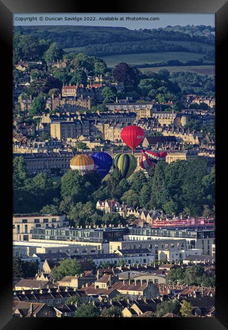Rare hot air balloons launching from the Royal Crescent Bath Framed Print by Duncan Savidge