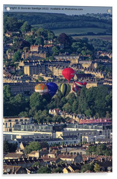 Rare hot air balloons launching from the Royal Crescent Bath Acrylic by Duncan Savidge