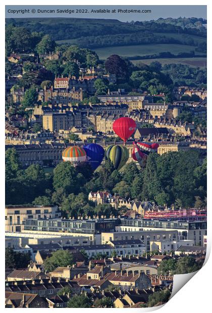 Rare hot air balloons launching from the Royal Crescent Bath Print by Duncan Savidge