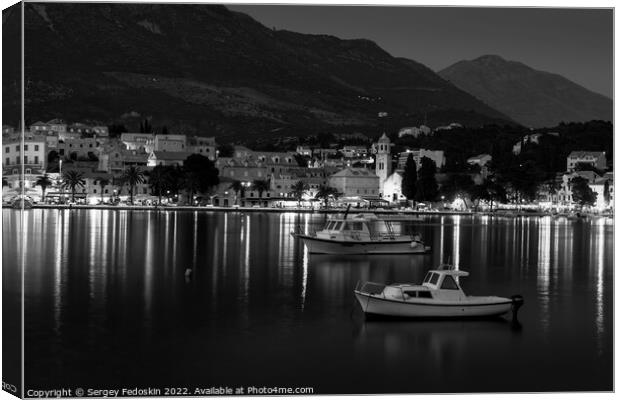 Night over Cavtat. Cavtat is a town in Dalmatia near Dubrovnik, Croatia. Canvas Print by Sergey Fedoskin