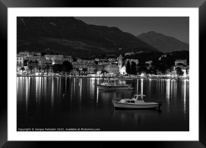 Night over Cavtat. Cavtat is a town in Dalmatia near Dubrovnik, Croatia. Framed Mounted Print by Sergey Fedoskin