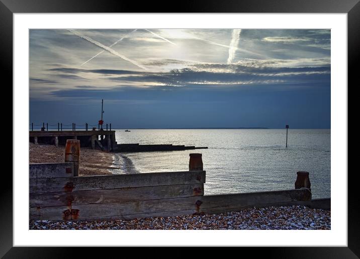 Whitstable Beach Sunset Framed Mounted Print by Darren Galpin