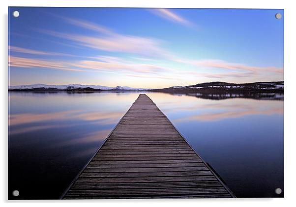 Loch Lomond Jetty Reflection Acrylic by Grant Glendinning
