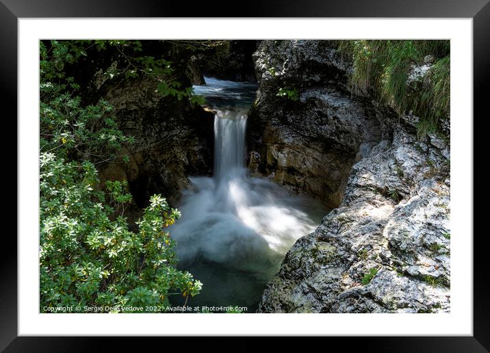 waterfalls of a river in the wood Framed Mounted Print by Sergio Delle Vedove