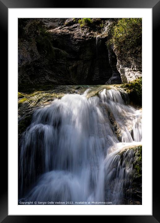 waterfalls of a river in the wood Framed Mounted Print by Sergio Delle Vedove