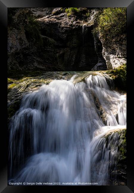 waterfalls of a river in the wood Framed Print by Sergio Delle Vedove