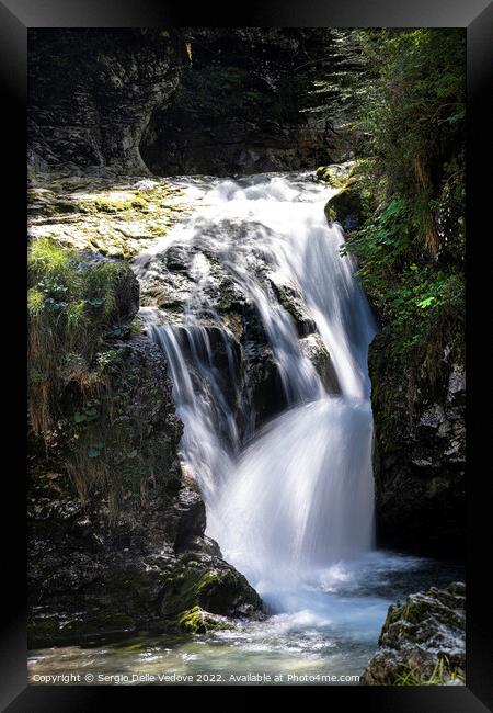 waterfalls of a river in the wood Framed Print by Sergio Delle Vedove