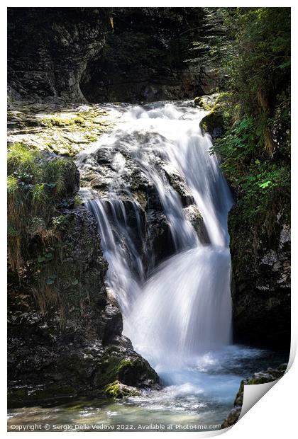 waterfalls of a river in the wood Print by Sergio Delle Vedove