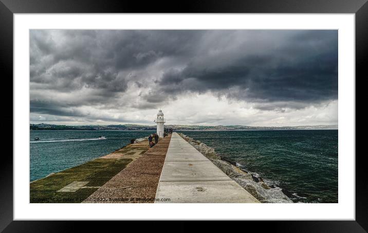 Moody Sky Over The Breakwater Framed Mounted Print by Peter F Hunt