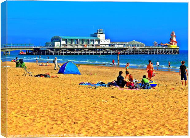 Bournemouth beach and pier, Dorset, UK. Canvas Print by john hill