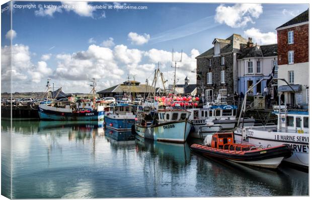 fishing boats at Padstow Cornwall Canvas Print by kathy white