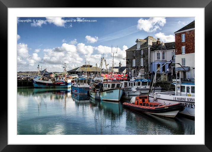 fishing boats at Padstow Cornwall Framed Mounted Print by kathy white