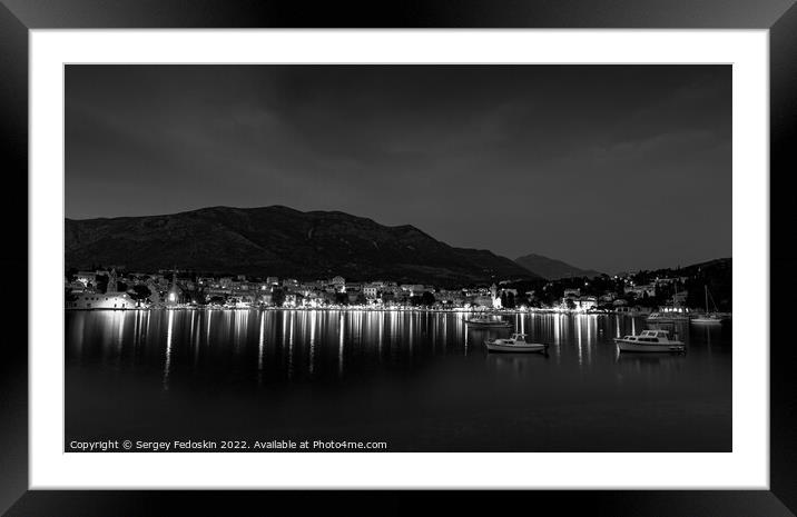 Night over Cavtat. Cavtat is a town in Dalmatia near Dubrovnik, Croatia. Framed Mounted Print by Sergey Fedoskin