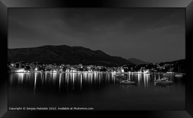 Night over Cavtat. Cavtat is a town in Dalmatia near Dubrovnik, Croatia. Framed Print by Sergey Fedoskin