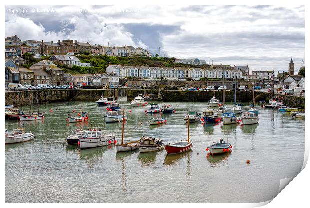 Porthleven Harbour, Cornwall Print by kathy white