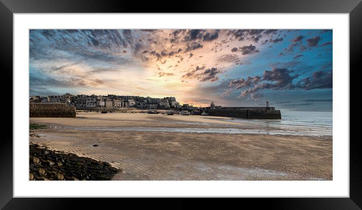 St. Ives Cornwall sunset Framed Mounted Print by kathy white