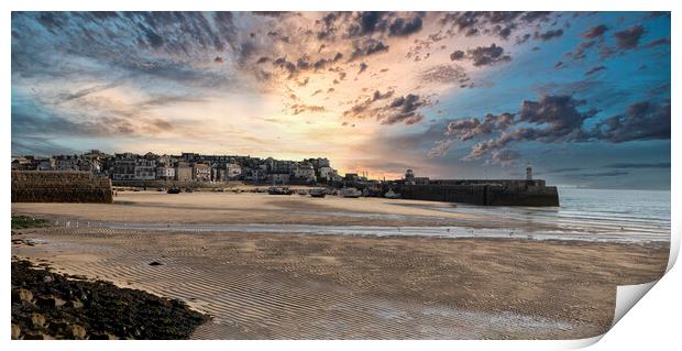 St. Ives Cornwall sunset Print by kathy white