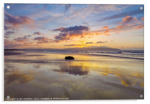 Dazzling Sunset Over Downhill Beach Acrylic by jim Hamilton