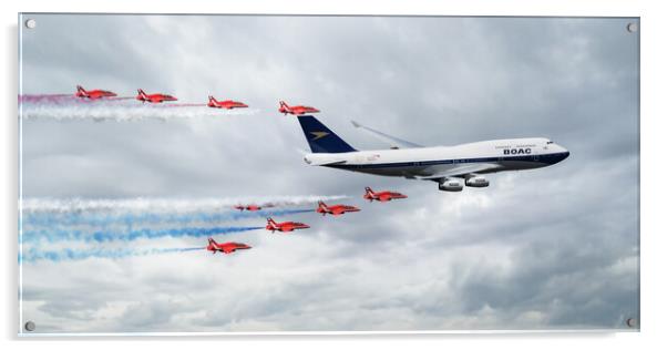 BOAC 747 and The Red Arrows Acrylic by J Biggadike