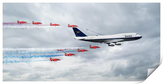 BOAC 747 and The Red Arrows Print by J Biggadike