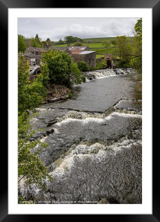River Bain waterfalls at Bainbridge Framed Mounted Print by Jim Monk