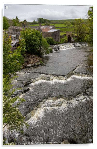 River Bain waterfalls at Bainbridge Acrylic by Jim Monk