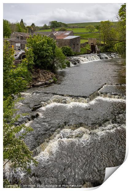 River Bain waterfalls at Bainbridge Print by Jim Monk